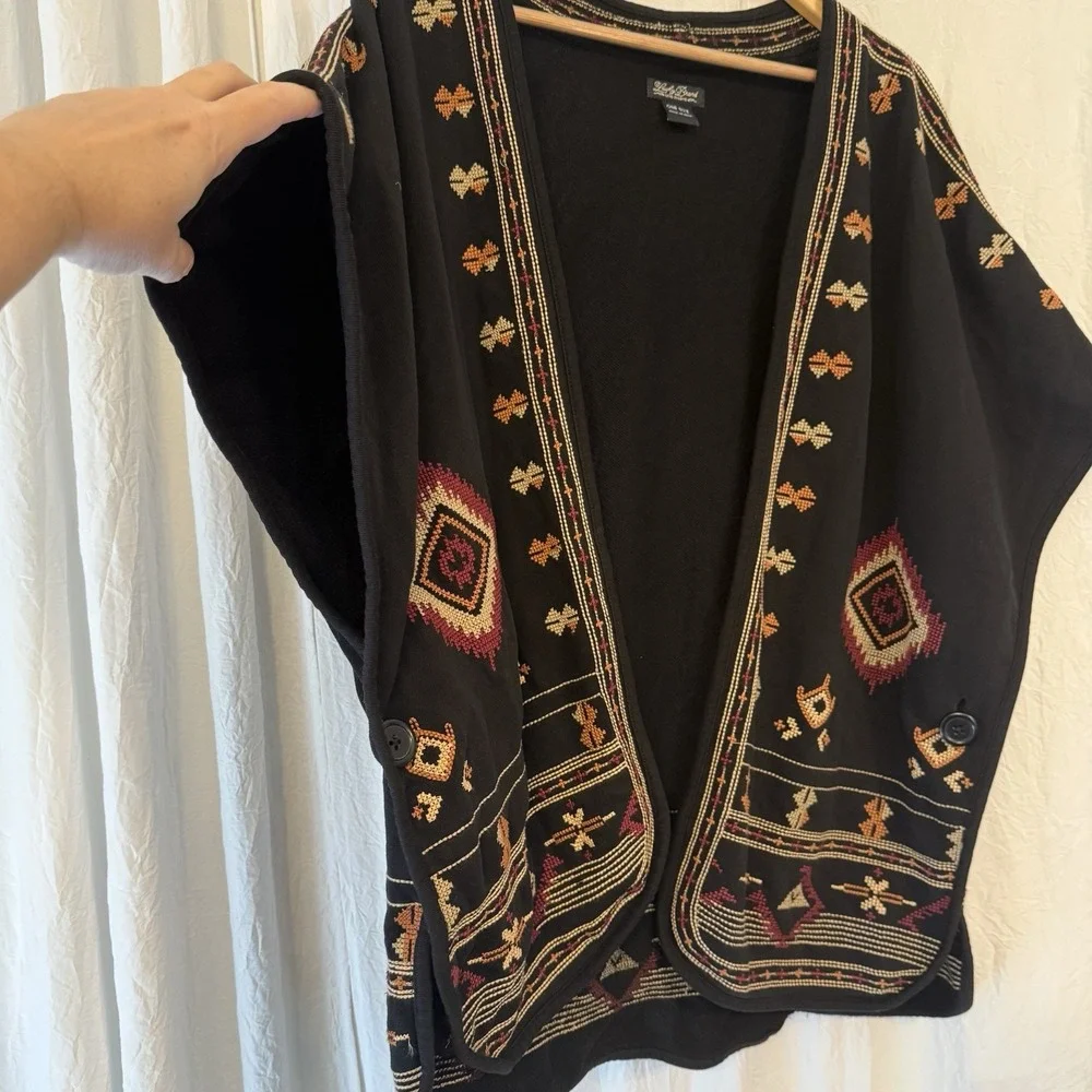Lucky Brand Womens Aztec Open Front Cardigan Kimono Embroidered Southwestern OS - Picture 1 of 6